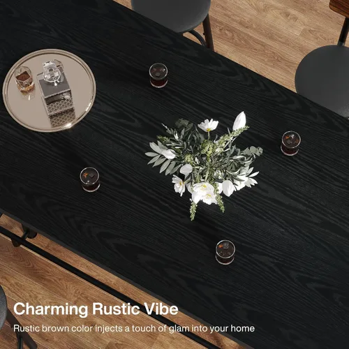 Miniatura 6 de Tribesigns Mesa de Bar, Mesa de Pub Industrial de Altura de Mostrador con Reposapiés de Metal, Mesa de Comedor de Cocina de Madera Rectangular de 63
