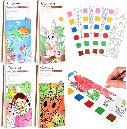 Miniatura 12 de Cavnewt Libro de Pintura de Acuarela de Bolsillo, 21 Páginas, Set de Libro para Colorear con Acuarela de Viaje para Niños de 3-8 Años, Regalos