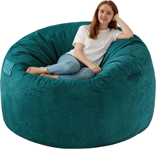 Miniatura 80 de Silla de Puf de 3 Pies, Sillas de Puf Cómodas con Relleno de Espuma Viscoelástica, Sofá de Puf Esponjoso con Funda de Terciopelo Holandés, Sillas