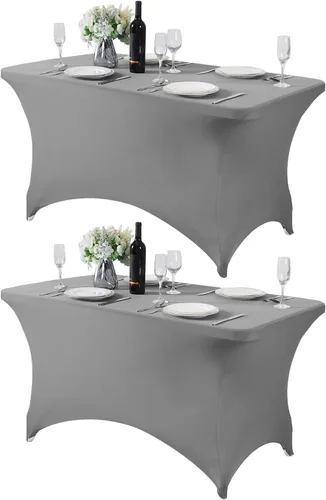 Miniatura 159 de Mantel de elastano para mesas de 4, 6 u 8 pies, mantel elástico universal ajustable para fiestas, banquetes, bodas y eventos - Verde manzana