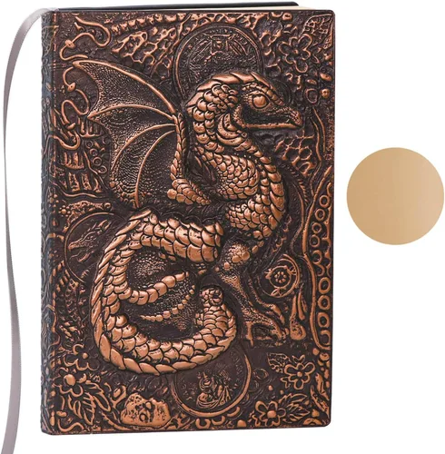 Miniatura 7 de Diario sin forro – DND Dragon Brass 3D en relieve de tapa dura, cuaderno de bocetos A5 en blanco, 8.4 x 5.7 pulgadas (100 hojas, 200 páginas)
