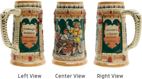 Miniatura 4 de Essence of Europe Gifts 0.6 litros OktoberfestHaus Beer Stein German Saying Das Leben Ist Ein Wurfelspiel Wir Wurfeln All Tage
