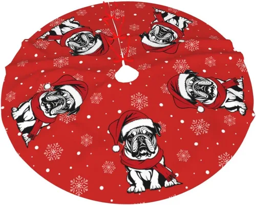Miniatura 5 de Falda de árbol de Navidad de Bulldog inglés, hermosa para adornos de fiesta de Navidad, accesorio de decoración de vacaciones, 30 pulgadas
