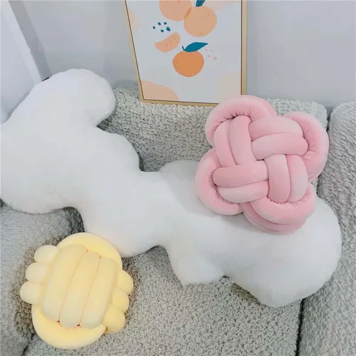 Miniatura 3 de Bola de almohada de nudo, cojines decorativos con tela de terciopelo para sofá cama, decoración de 12 pulgadas, cojines cuadrados anudados para sala