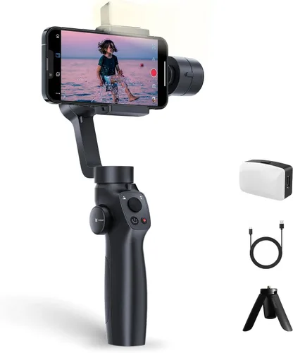 Miniatura 7 de Estabilizador de cardán para iPhone, cardán de teléfono con rueda de enfoque seguimiento facial para 16 15 Pro Max Android 3 ejes estabilizador
