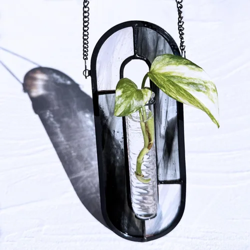 Miniatura 21 de LITMIND Estación de Propagación de Plantas de Vidrio Emplomado, Maceta Terrario Hidropónico Colgante con 2 Tubos de Vidrio - Perfecto