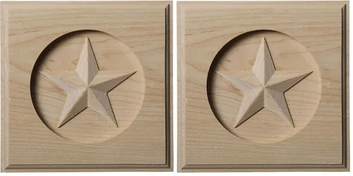 Miniatura 4 de Ekena Millwork ROS05X05AURW Austin Star Rosette, 5 pulgadas de ancho x 5 pulgadas de alto x 3/4 pulgadas de largo, madera de caucho