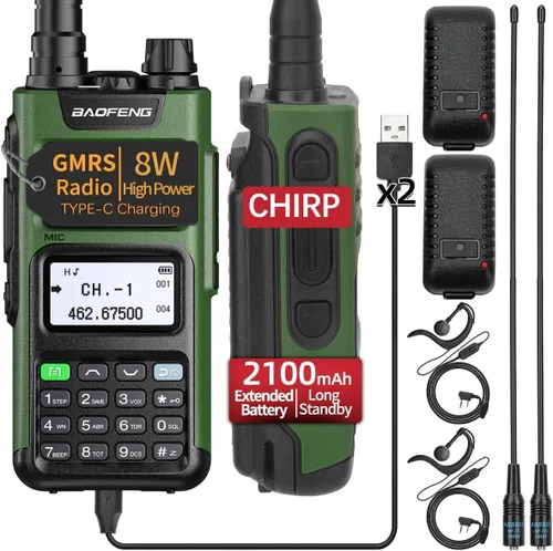 Miniatura 9 de BAOFENG Radio GMRS Portátil de Largo Alcance GM-15 Pro 8W Walkie Talkie con Auricular, Receptor de Clima NOAA, Repetidor GMRS Recargable, Radio