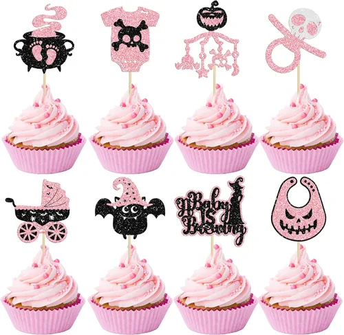 Miniatura 18 de Gyufise 1 pieza de decoración de pastel de cumpleaños con purpurina montada de terror clásico de Halloween para temática de terror sangriento