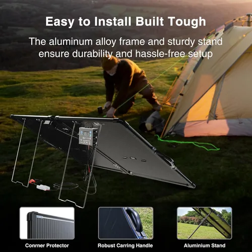 Miniatura 8 de ACOPOWER Kit de panel solar portátil mono ligero de 200 W, maleta solar de 200 vatios, controlador de carga LCD impermeable de 20 A 12 V