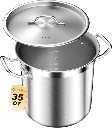 Miniatura 14 de STOCKPOT Olla de sopa de 20 cuartos de galón con tapa, olla de acero inoxidable, olla de cocina resistente para sopa, pasta, guiso, apta