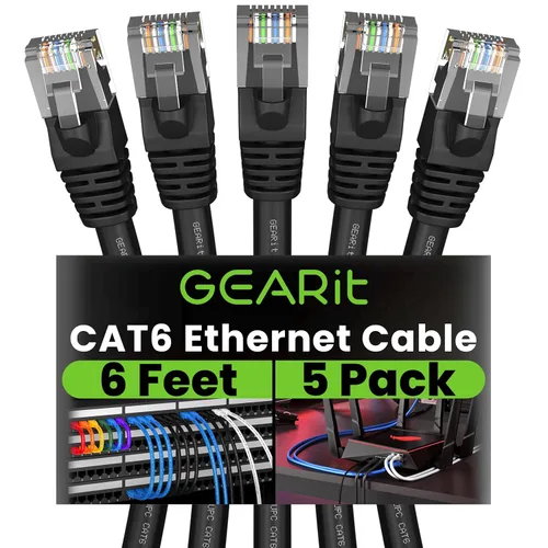 Miniatura 74 de Paquete de Cable Ethernet Cat 6 GEARit - Pack de 10 cables de conexión Ethernet Cat6 de 15 pies Cable de conexión de red RJ45, conectores dorados