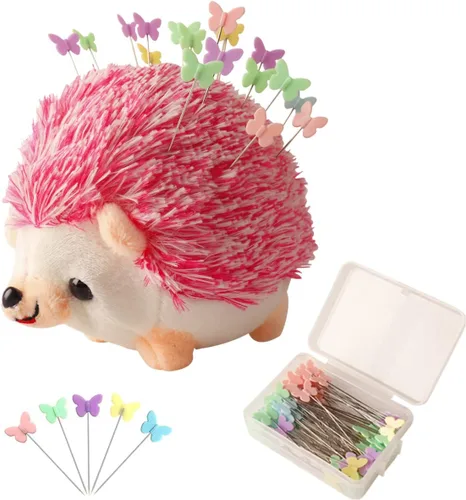 Miniatura 9 de Kit de costura de cojín en forma de erizo con 100 alfileres de colores Gris
