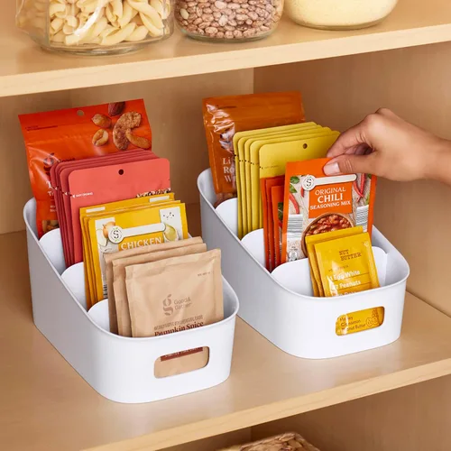 Miniatura 5 de YouCopia ShelfBin - Organizador de paquetes, contenedor dividido elevado de 4 niveles en escalera, organizador de almacenamiento sin BPA