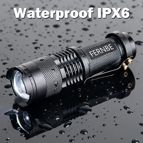 Miniatura 4 de Paquete de 5 SK-68 3 modos de mano mini linterna LED antorcha lámpara 7w 300lm enfoque ajustable zoomable luz impermeable con clip para cinturón