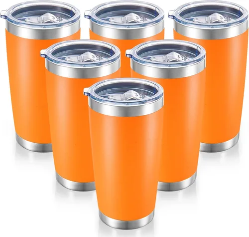 Miniatura 12 de Vaso de acero inoxidable de 20 onzas con tapa, doble pared aislada al vacío, taza de café de 20 onzas con recubrimiento en polvo para bebidas Verde