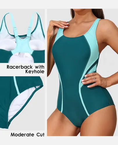 Miniatura 4 de beautyin Trajes de baño deportivos de una pieza para mujer, con control de abdomen, adelgazantes, trajes de baño deportivos