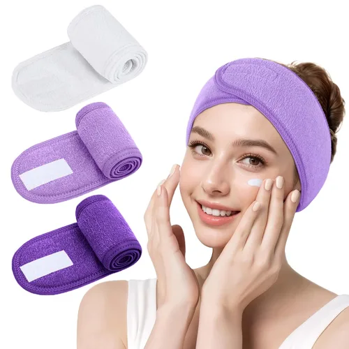 Miniatura 10 de LADES Diadema facial de spa para mujer, tela de rizo suave con gancho y bucle ajustables, ajuste cómodo y seguro para cuidado de la piel