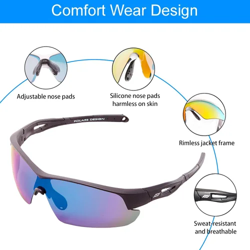Miniatura 6 de POLARS DESIGN Deportes al aire libre Polarizado envoltura alrededor de Ciclismo Gafas de sol para hombres y mujeres TR90 Marco UV Protección