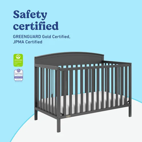 Miniatura 6 de Graco Benton 5 en 1 Cuna Convertible (Gris) – Certificado GREENGUARD Gold, se convierte de cuna para bebé a cama infantil, diván y cama