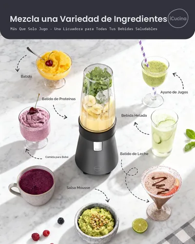 Miniatura 8 de iCucina Licuadora de batidos, licuadora personal para batidos y batidos, tecnología de pulso de 700 W, licuadoras de una sola porción con 2 vasos