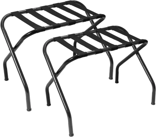 Portaequipajes, paquete de 2, soporte de metal resistente para maleta, soporte de equipaje plegable tipo X, soporte de equipaje para habitación de