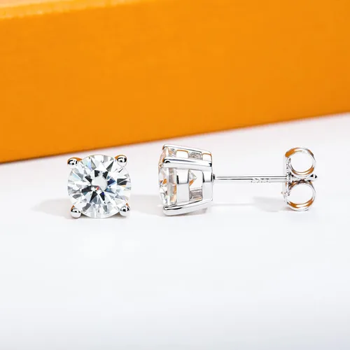 Miniatura 3 de Moissanite Stud Earrings 0.20.61246cttw D Color VVS1 Clarity Round Brilliant Cut Moissanite Diamond 925 Sterling Silver Post Earrings for Women Men