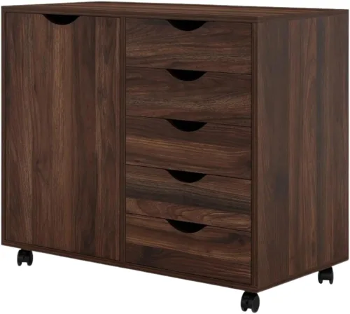 Miniatura 17 de Naomi Home Archivador de oficina con ruedas para debajo del escritorio, con 5 cajones y gabinete de almacenamiento lateral, organizador móvil