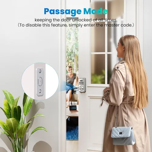 Miniatura 7 de Cerradura de Puerta de Entrada sin Llave, Pestillo Electrónico con Teclado para Puerta Principal, Cerraduras Inteligentes con 6 Códigos Digitales
