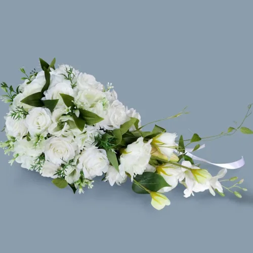 Ramo de flores de rosas para boda, ramo de flores de simulación de flores para boda, fiesta, decoración del hogar