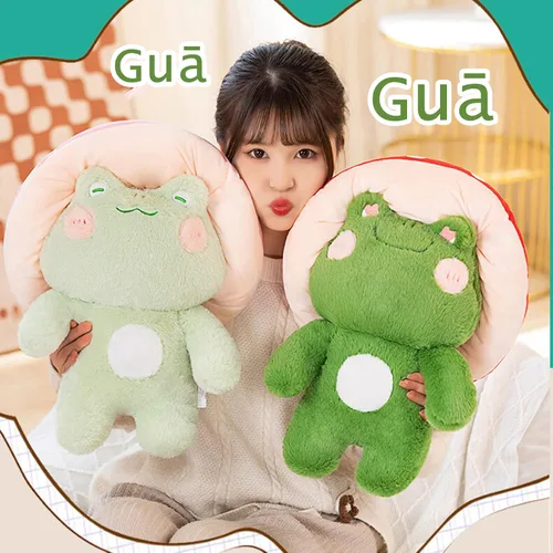 Miniatura 4 de Enivtfz Juguetes de peluche de rana, 10" linda rana con sombrero de hongo rojo animales de peluche, peluches kawaii, regalo para niños y niñas