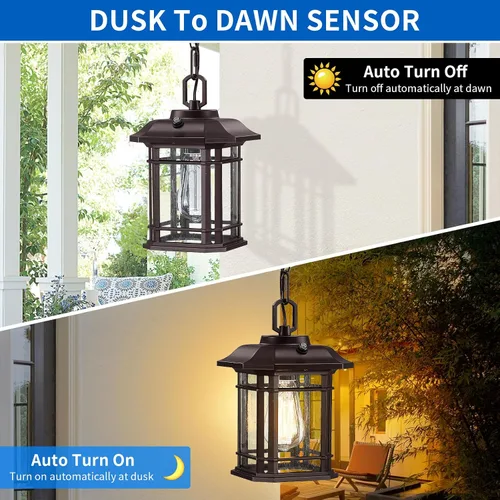 Miniatura 2 de Lámparas colgantes de 10.25 pulgadas para exteriores del atardecer al amanecer para porche, faroles colgantes exteriores, lámpara de techo al aire