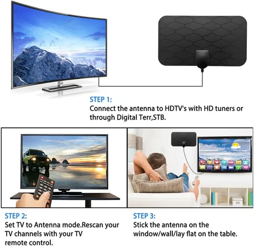 Miniatura 3 de Antena de TV Interior Antena Digital, Antena de TV Portátil para Canales Locales, Recepción de 360°, Compatible con Televisión Inteligente 4K 1080p