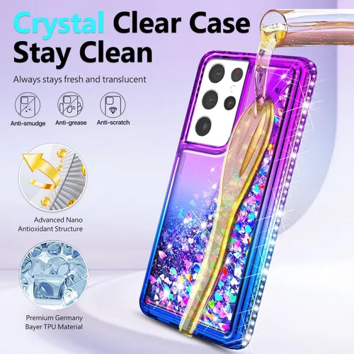 Miniatura 297 de NGB - Funda de teléfono diseñada para Samsung Galaxy S9+ Plus, morado/azul, con purpurina líquida para mujeres y niñas, con protector de pantalla