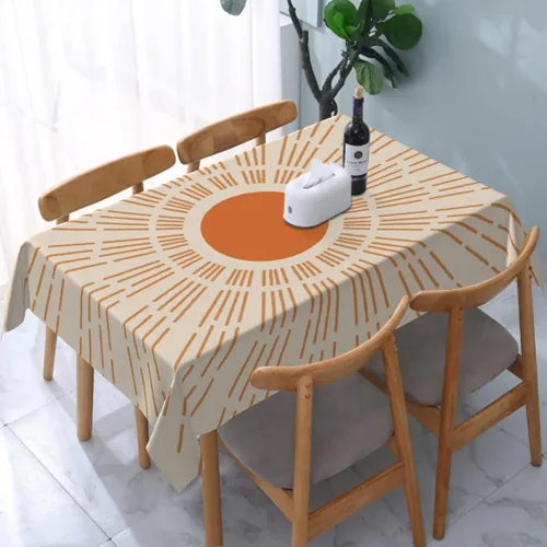 Miniatura 18 de Cafl Mantel retro con diseño de girasol de los años 70, sin arrugas, para picnic, cocina, vacaciones, comedor, rectangular, poliéster lavable