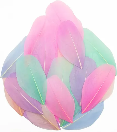 Miniatura 15 de 50 plumas de ganso naturales, plumas artesanales de 2 a 3 pulgadas para centros de mesa, plumas coloridas a granel para fiestas de Gatsby, vestidos