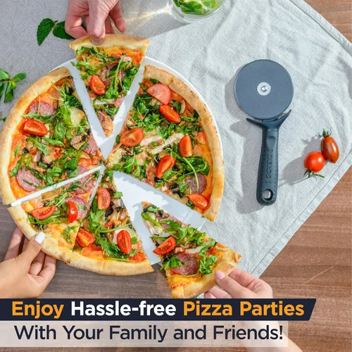 Miniatura 8 de Deiss Lux - Cortador de pizza resistente con cortador de ruedas, rueda de acero inoxidable afilada y suave con mango antideslizante de fácil agarre