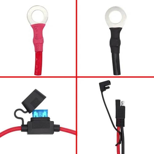 Miniatura 4 de Cable de extensión SAE de cobre puro 10AWG de 2 pies a terminal de anillo, conector de batería de calibre 10, cable de extensión de conexión