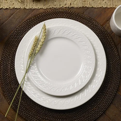 Miniatura 4 de Pfaltzgraff Sylvia - Juego de vajilla de 32 piezas en color blanco, servicio para 8, platos, cuencos y tazas de gres resistente, aptos