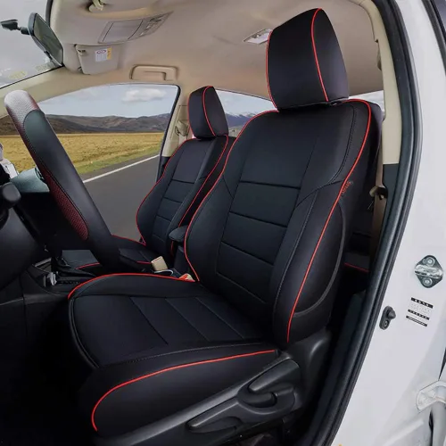 Miniatura 23 de EKR - Juego completo de fundas de asiento de cuero para automóvil de ajuste personalizado (color negro)