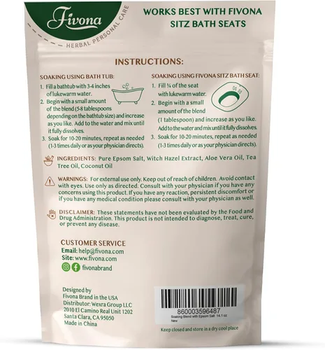 Miniatura 9 de Fivona Kit de baño 2 en 1 sobre el asiento del inodoro con mezcla de sal de Epsom con aceites esenciales para hemorroides y cuidado posparto, ideal
