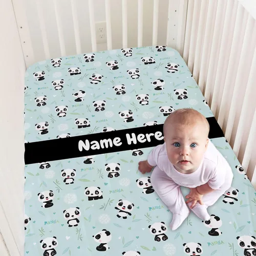 Miniatura 12 de Sábanas personalizadas para cuna de bebé arcoíris colorido con nombre, paquete personalizado y sábanas de juego para niñas bebés, sábanas de colchón