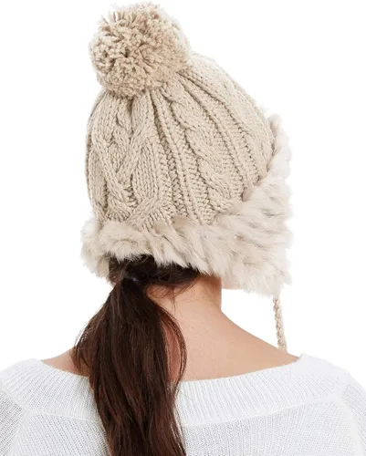 Miniatura 2 de Zecmos Gorro de invierno con diseño de calavera para mujer, tejido de piel sintética, cálido, suave, con orejeras de forro polar
