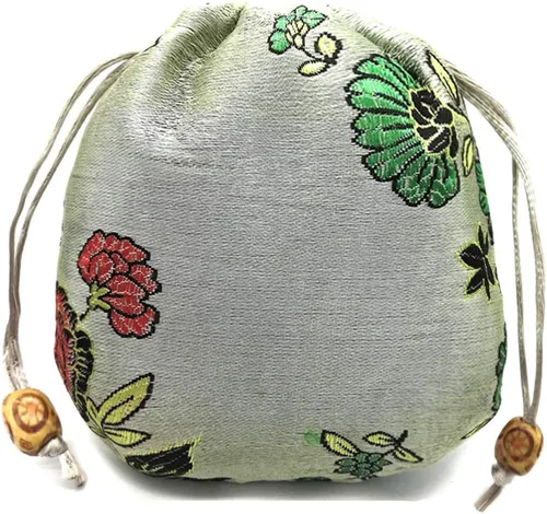 Miniatura 5 de EAVOQLB Bolsa de brocado de 28 piezas, bolsa de flores de peonía, cordón doble, bolsa de pulsera de joyería con cordón