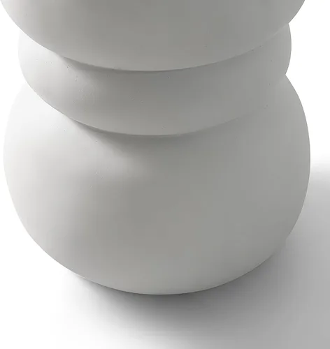 Miniatura 5 de Mesa auxiliar de piedra de hormigón blanco, mesa auxiliar escultórica única, mesa decorativa de cemento hecha a mano de 19 pulgadas de alto, mesa
