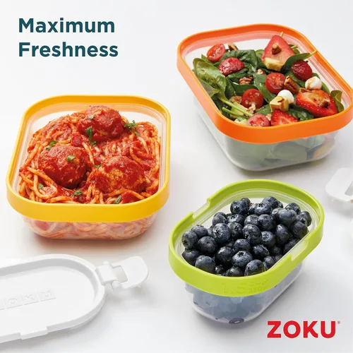 Miniatura 6 de ZOKU - Recipiente de almacenamiento de alimentos anidado con paquete congelador, a prueba de fugas con tapas herméticas, para sándwiches, almuerzos