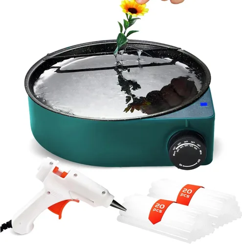Olla de pegamento caliente para manualidades con mini pistola de pegamento de 20 W y 40 varillas, macetas de pegamento para manualidades con diseño