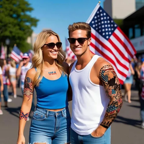 Miniatura 3 de Tatuajes temporales del 4 de julio, calcomanías de tatuaje falsas de bandera estadounidense, color rojo, blanco y azul, 4 de julio, recuerdos