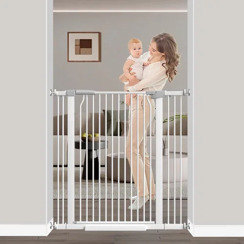 Miniatura 18 de Puerta extra alta para bebés de 40.5 pulgadas, sin taladros, puerta extra ancha de 54.7 a 60.2 pulgadas para perros y mascotas, para interiores