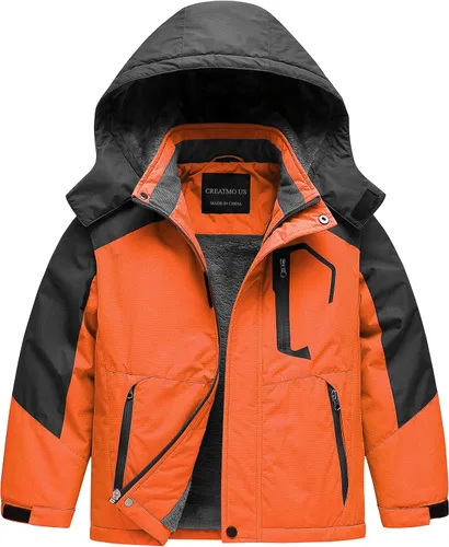 Miniatura 7 de CREATMO US Chaqueta de esquí impermeable para niño, abrigo de nieve cálido para invierno, resistente al viento, chaqueta de lluvia para snowboard